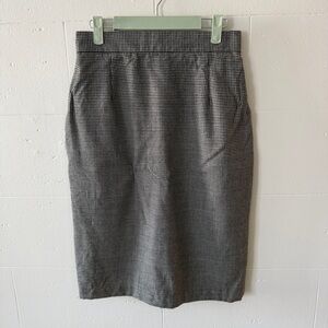 Vintage | Size 10 | Virgin Wool Gingham Lined Midi Skirt High Rise